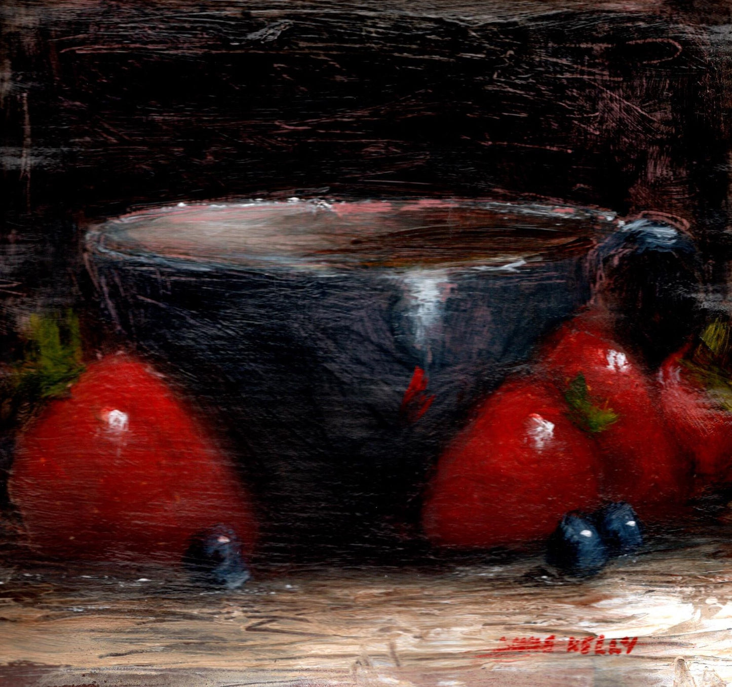 Strawberries and Blue Cup